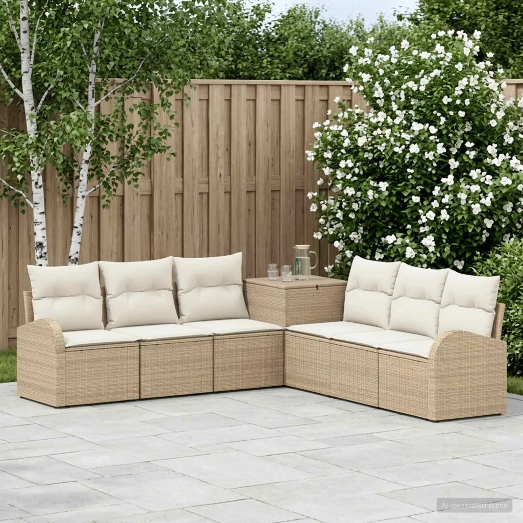 Set di divani 7 pz Beige e Bianco Crema 3448708