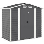 Casetta da Giardino in Metallo con Porte Scorrevoli e Lucchetto con Chiavi, 2.1x1.2x1.9m, Grigio Scuro