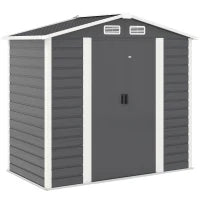 Casetta da Giardino in Metallo con Porte Scorrevoli e Lucchetto con Chiavi, 2.1x1.2x1.9m, Grigio Scuro