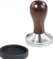 Tampatore per Caffè Espresso - 58mm Matrice per Sabotaggio - Base in Acciaio Inox - Manico in Legno
