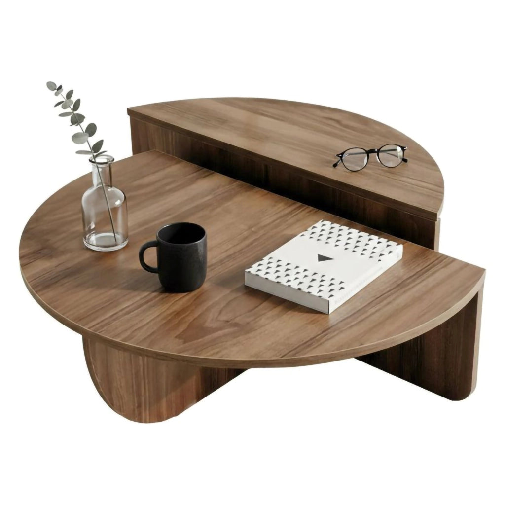 Tavolino da salotto Azim, Tavolo basso da caffè, Portariviste per divano, Ripiano da soggiorno, 90x90h35 cm, Noce Scuro