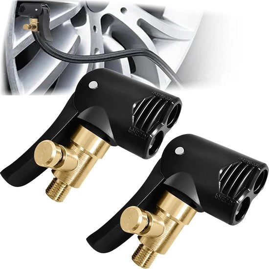 Adattatore per pneumatici per Auto e Bicicletta - Set da 2 pezzi - Regolatore di pressione pneumatici e sbriciolatore a vite - Adattatore di connessione per pneumatici manuale - Adatto per Auto, Bicicletta e Motocicletta