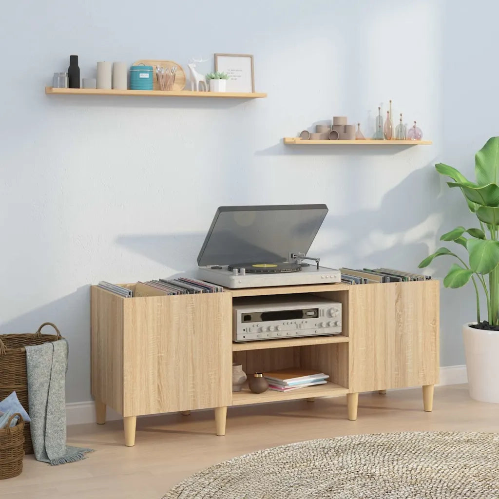 Mobile Porta Dischi Rovere Sonoma 121x38x48cm Legno Multistrato
