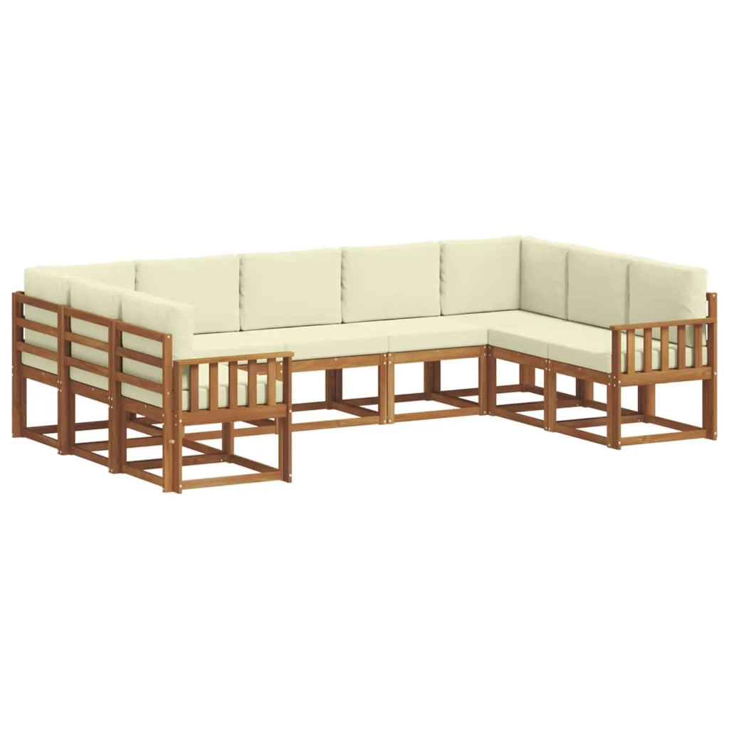 Set di divani da esterno con cuscino 9 pcs Naturale e Crema