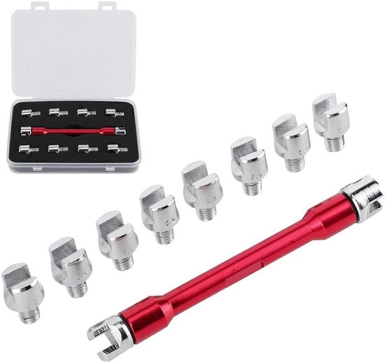 Set di chiavi a CNC per 10 misure - Tasca portatile - Punti intercambiabili - Alluminio/Ferro - Lunghezza 93 mm - Chiave a stella