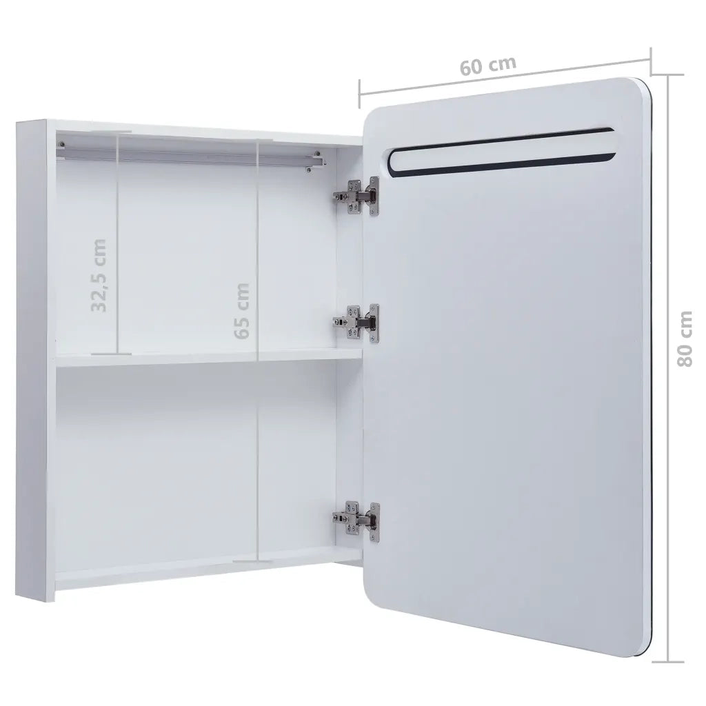 Armadietto Bagno con Specchio e LED 60x11x80 cm cod mxl 77754