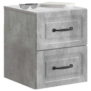 Set di 2 Comodini | Armadio da Notte | Mobiletto da notte a muro con cassetto Grigio Cemento