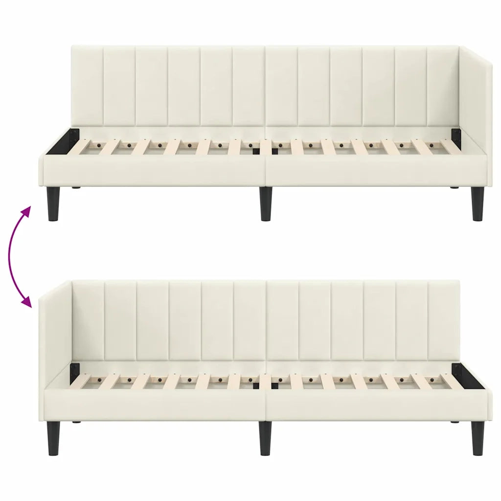 vidaXL Cornice del letto ad angolo Crema 80 x 200 cm Velluto