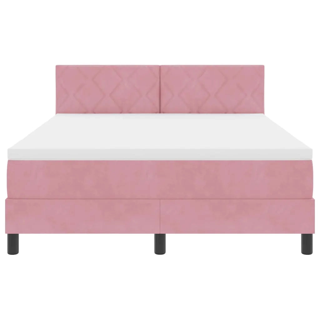 Letto a molle con testiera Rosa 140 x 190 cm Velluto 3342721