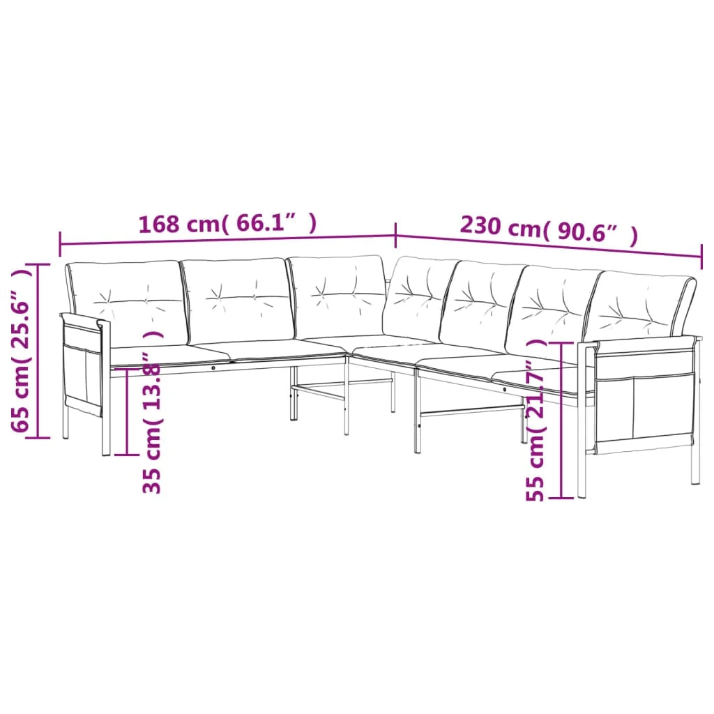 Divano angolare da giardino 230 x 168 x 65 cm acciaio e textilene antracite 02_0013206