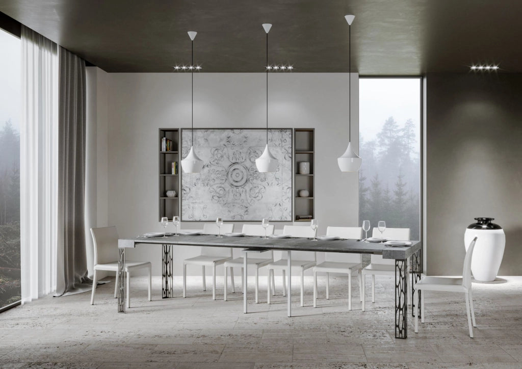 Consolle Allungabile 90-300x40x77 cm in Nobilitato Grigio