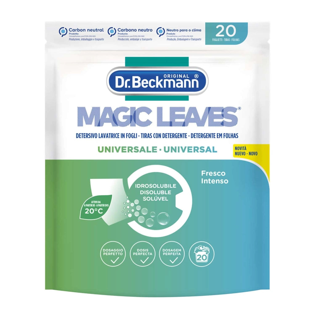 Magic Leaves Detersivo Lavatrice in Fogli, 20 Fogli, Universale, Dr. Beckmann