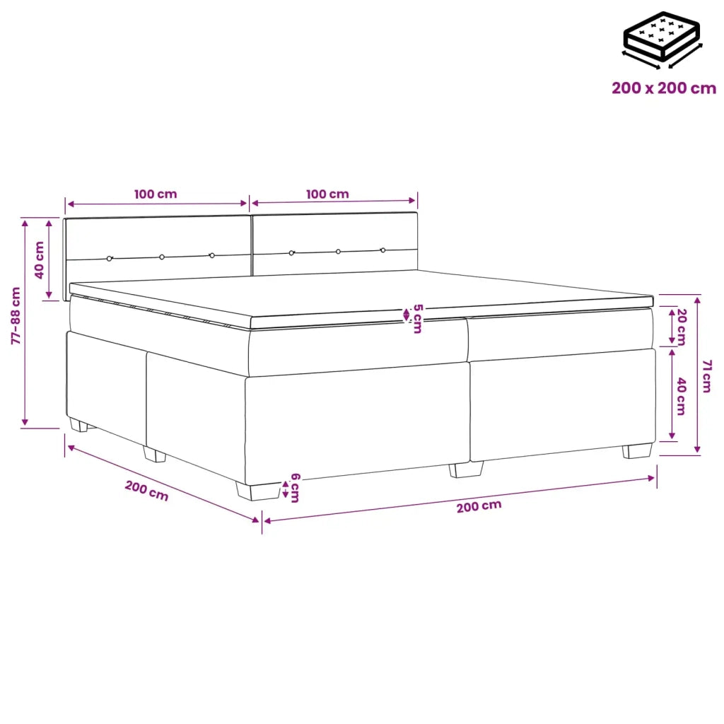 Letto box spring con materasso Rosa 200 x 200 cm Velluto 3450787