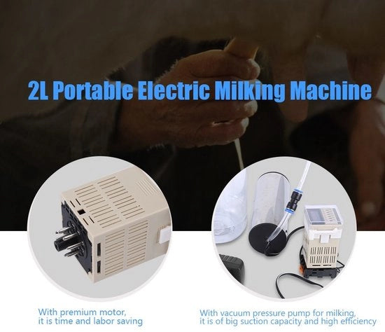 Macchina per la mungitura elettrica portatile - 2 litri - Pompavacuum - Controllo impulsivo - Adatta per uso agricolo - Standard