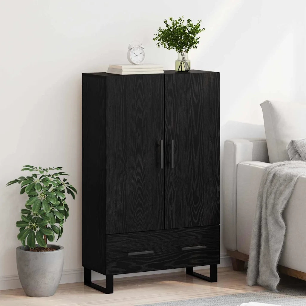Credenza | Madia | Buffet da pranzo | Armadio da pranzo Rovere Nero 69,5 x 30 x 115 cm Legno multistrato