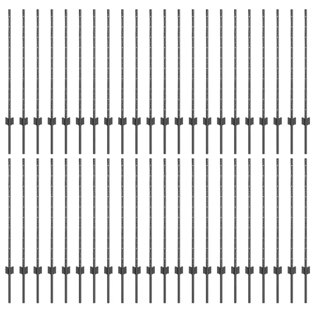 Palo della recinzione 44 pcs Grigio 140 cm Acciaio 3335937