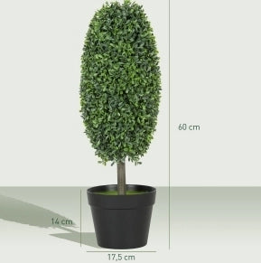 Set di 2 piante artificiali 60 cm con 322 foglie; resistenti ai raggi UV; plastica; verde