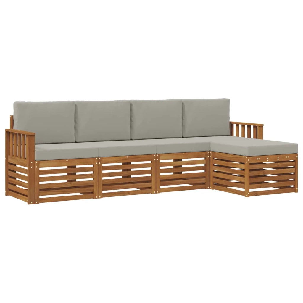 Set divani con cuscino 5 pcs Grigio Naturale e Chiaro 3374641
