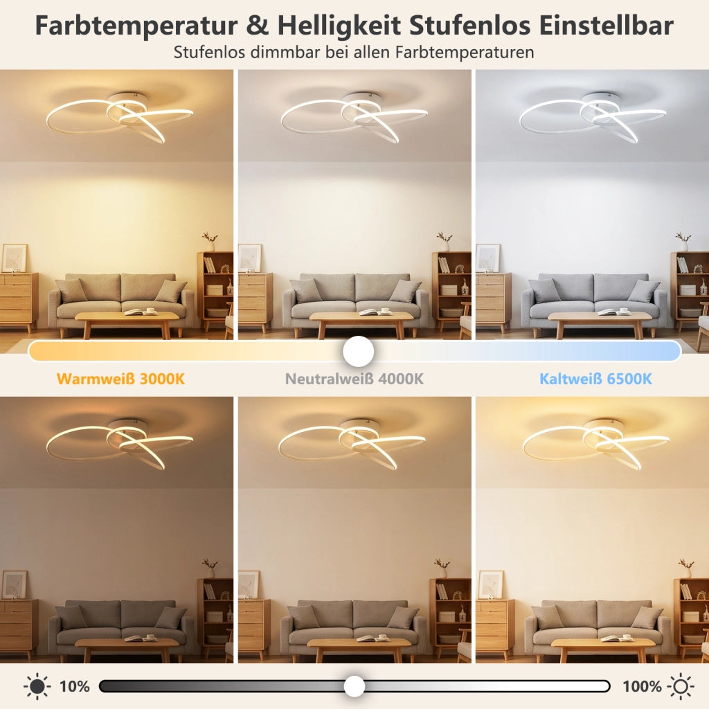 ZMH Lampada da Soffitto LED 30W Dimmabile Bianca per Camera Soggiorno
