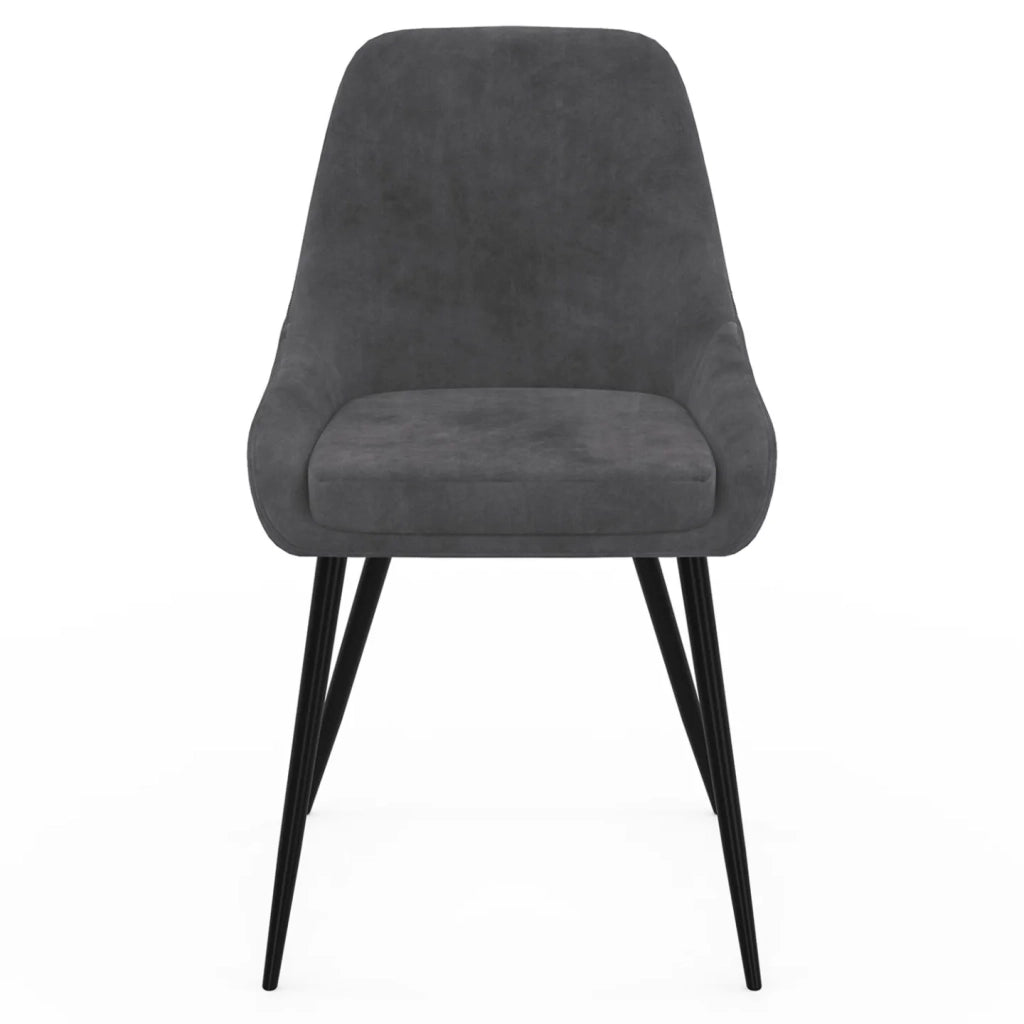 IDMarket - Set di 4 sedie THALYA in velluto grigio scuro con braccioli
