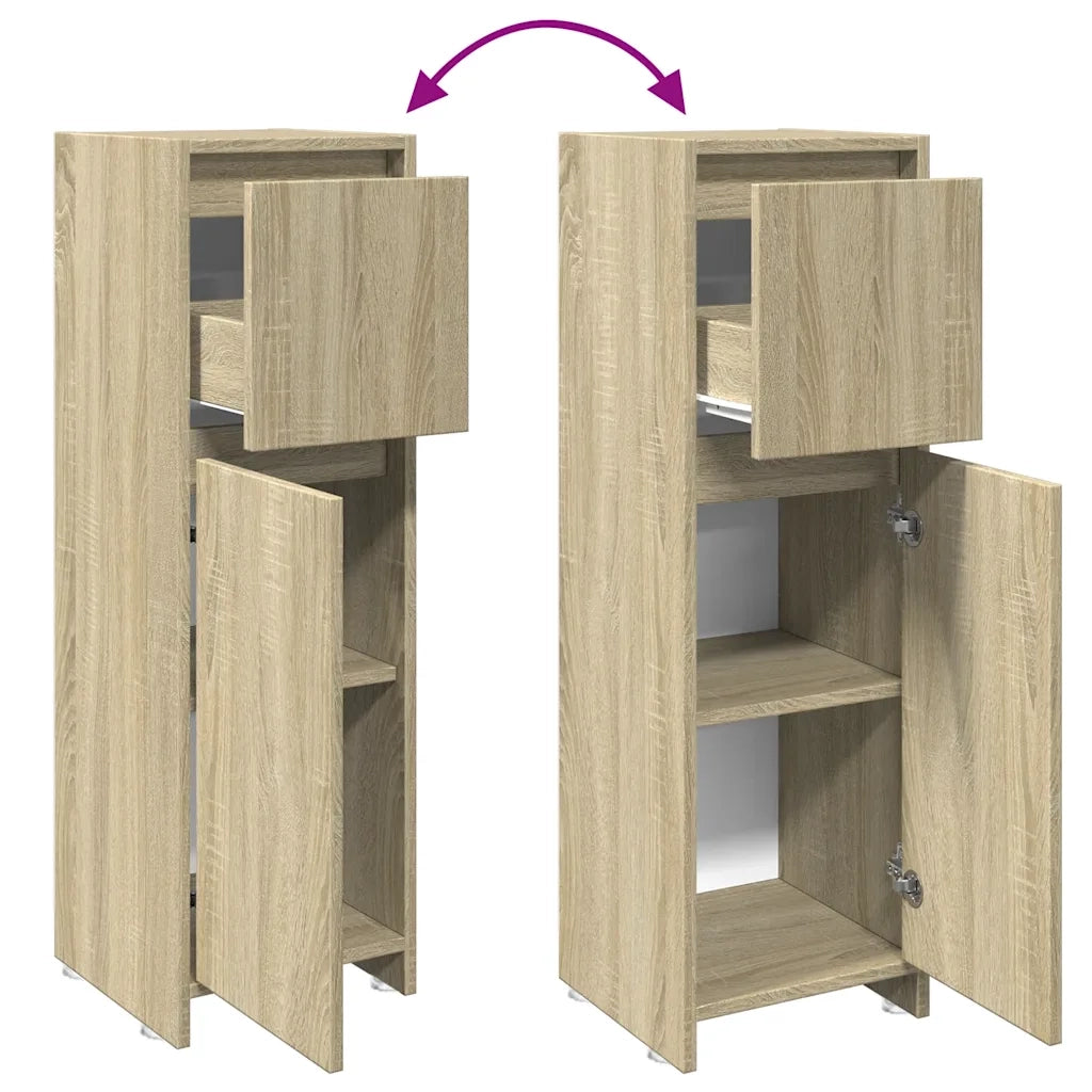 Mobile contenitore moderno per il bagno in stile rovere Sonoma 30 x 30 x 95 cm legno composito resistente beige 02_0049686