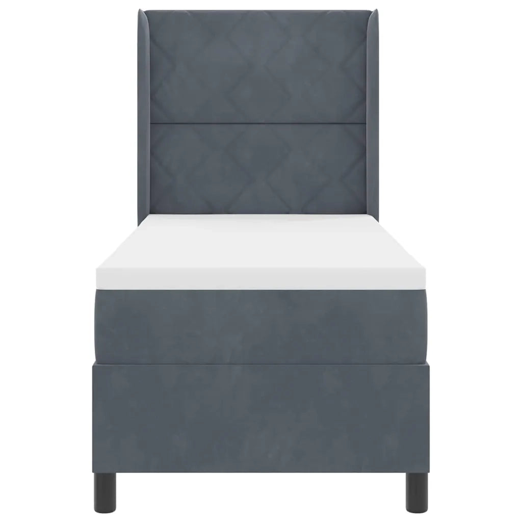 Letto a molle con materasso Grigio scuro 80 x 200 cm Velluto 3342033