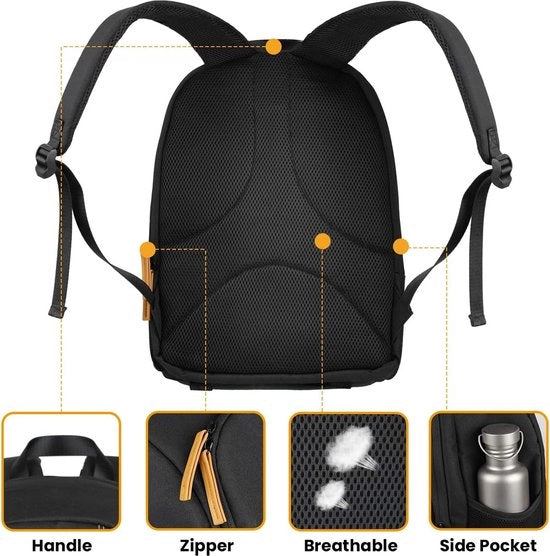 Borsa per reflex per fotocamera impermeabile compatta borsa per DSLR con portablocco per laptop 15 pollici con copriporta in tessuto nero