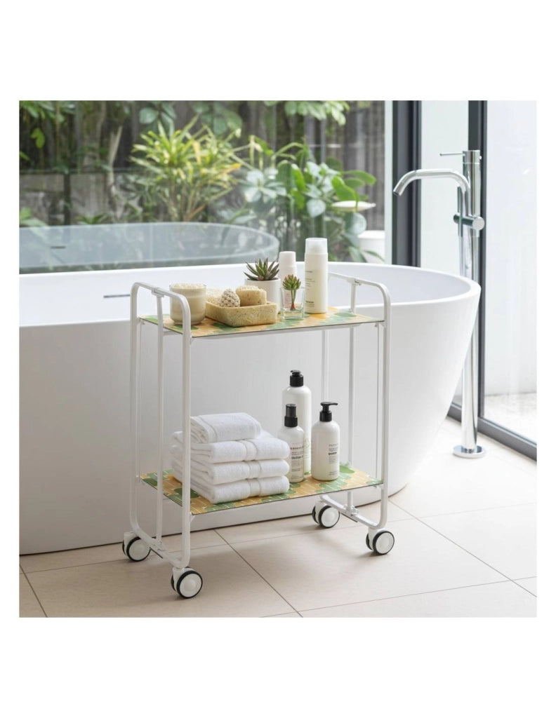 Carrello da cucina pieghevole bianco con ruote BAUHAUS 2 ripiani