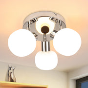 ZMH Faretto da soffitto bianco E14 Faretto orientabile con paralume in vetro per interni a 3 lampadine senza centro luce