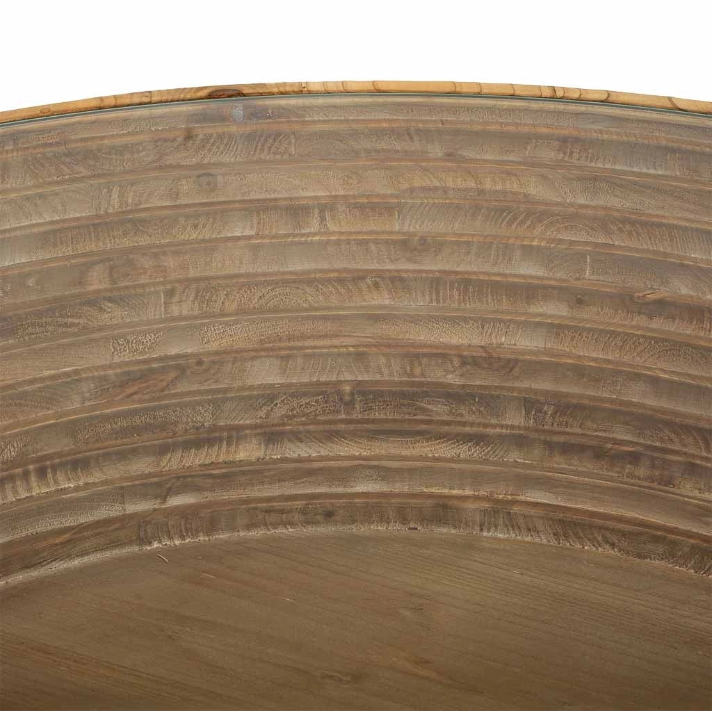 Tavolino in legno, metallo e vetro brown D102x46