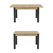 Tavolo allungabile per 8 persone per sala da pranzo, collezione DARWIN. Piano in rovere chiaro. Gambe nere.