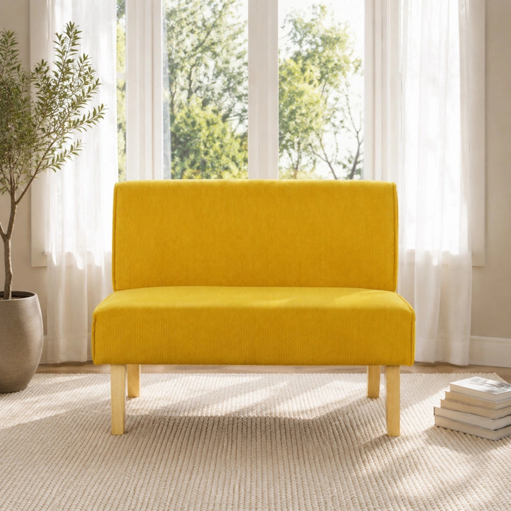 Divano 2 posti 110x62x85 cm senza braccioli in poliestere giallo