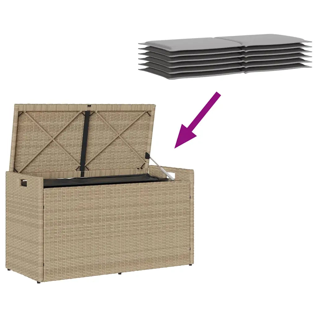Cassapanca da Esterno con Cuscino Beige 100 cm in Polyrattan 4104063