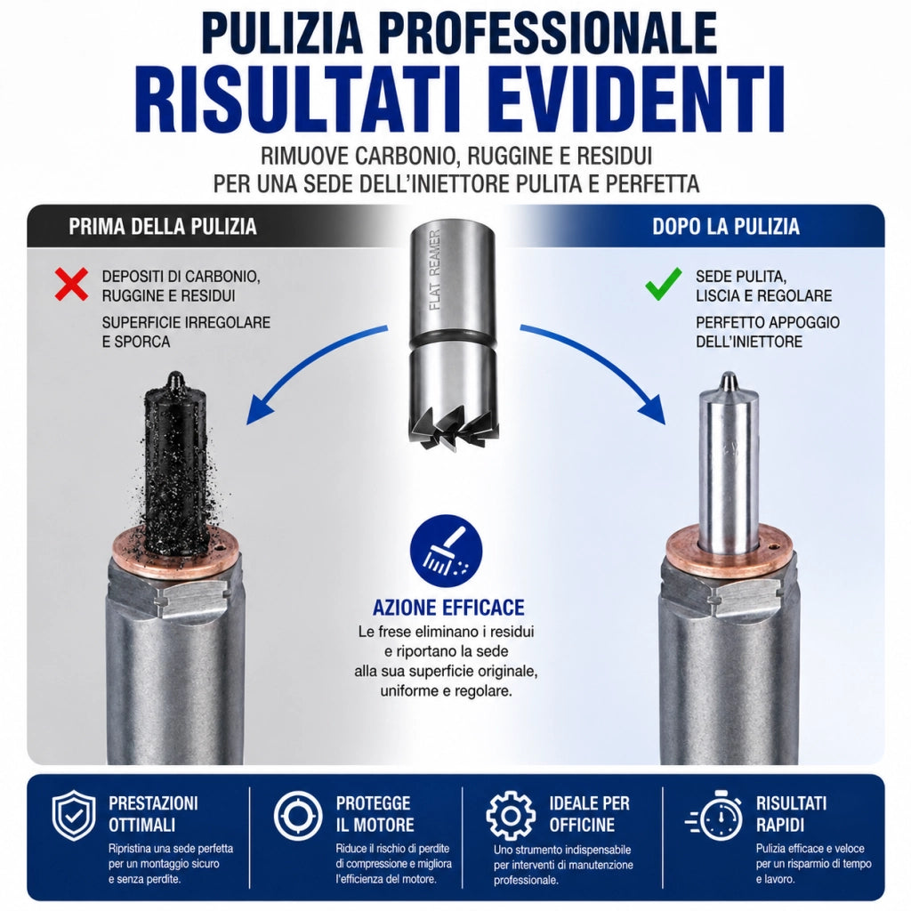 Set 17 Alesatori Frese Pulizia Sede Iniettori Diesel Auto Motore