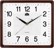 Orologio Quadrato in Plastica per Parete Bianco/Caffè, Decorazione per Parete, Orologio Quartz, Movimento Continuo, E01.2929.5000, 318 x 358 x 38 mm