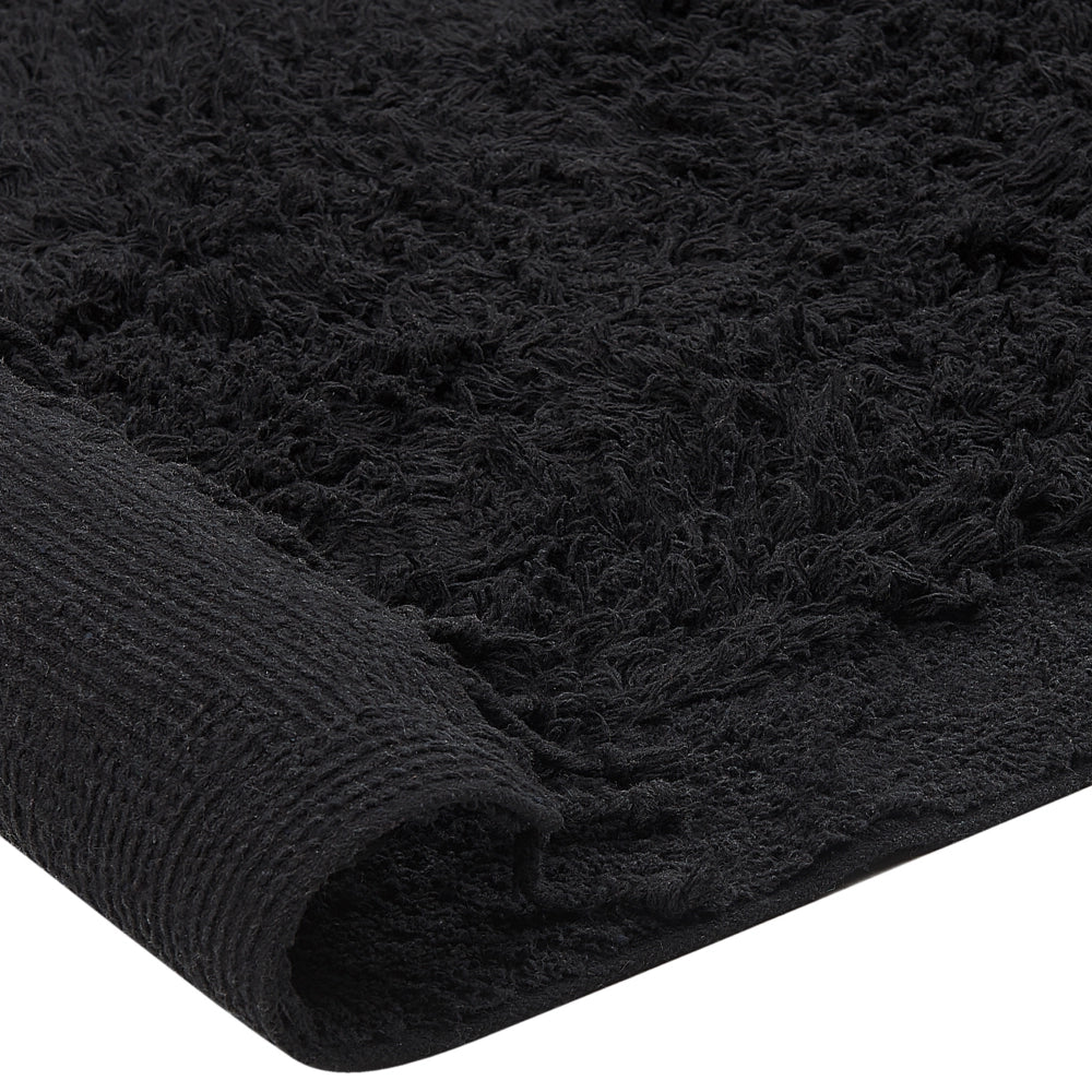 Tappeto rettangolare in cotone nero 140 x 200 cm con frange boho soggiorno camera da letto