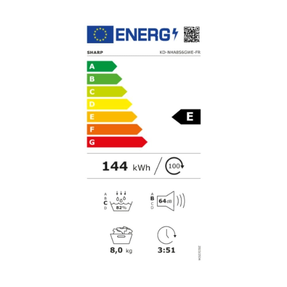 Asciugatrice Sharp KD-NHA8S6GWE pompa di calore 8kg classe E