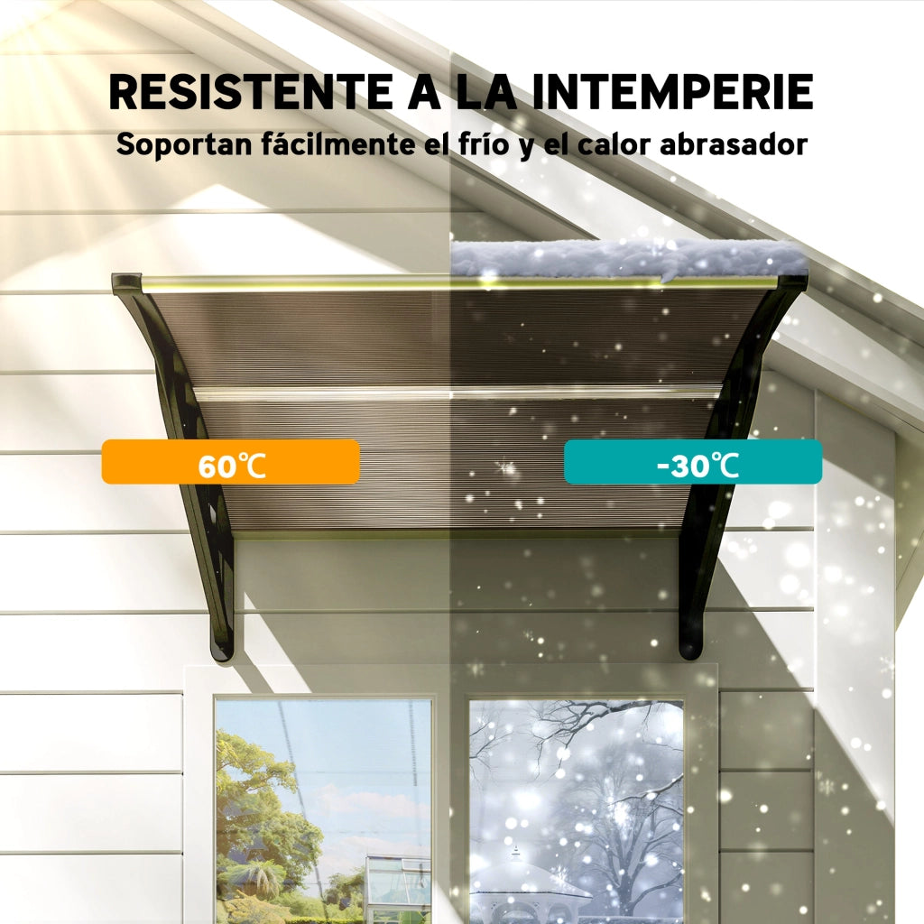 Pensilina Ingresso Porta Finestra ¨C Xylo ¨C Alluminio Policarbonato Marrone 103x96,5x27cm
