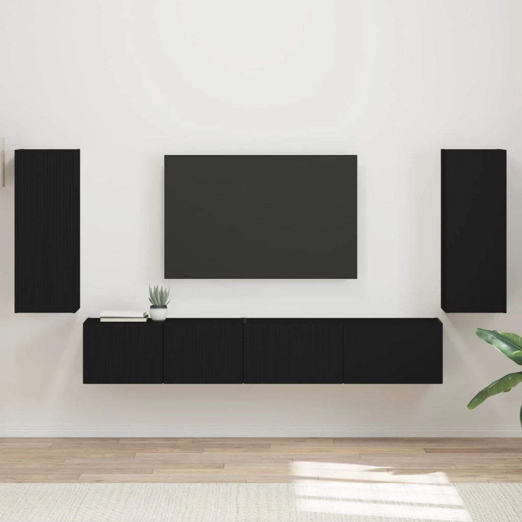 Set mobile TV 4 pcs Nero Legno multistrato 3409160