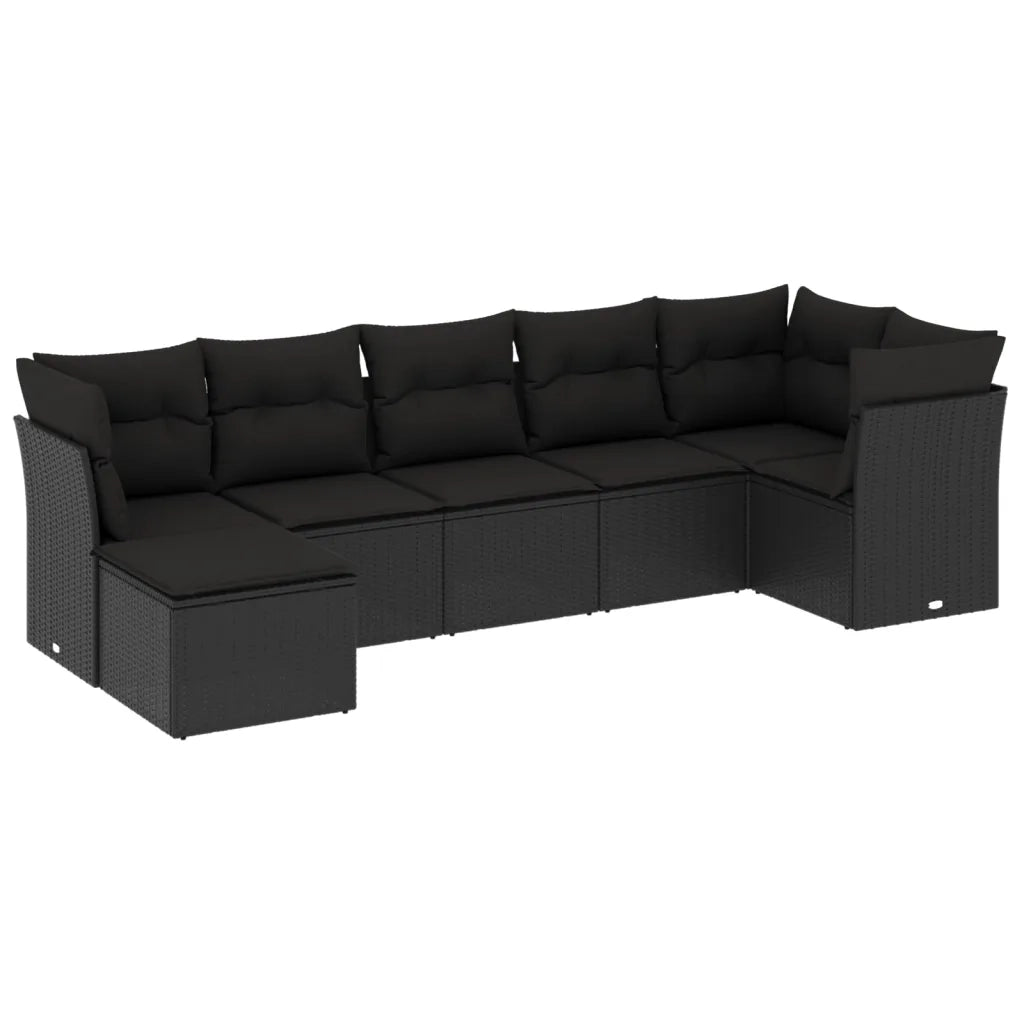 Set Divani da Giardino con Cuscini 7pz Nero Polyrattan 3249804