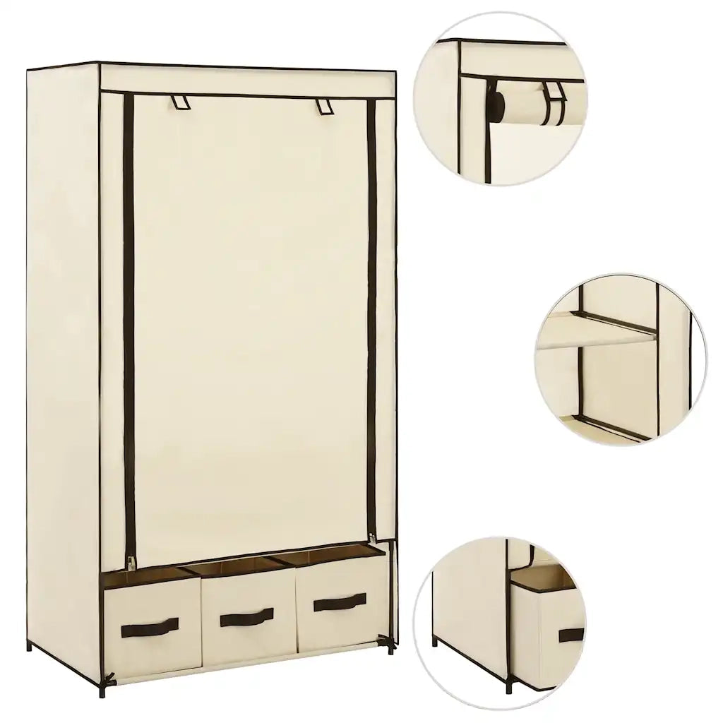 Armadio Crema 87x49x159 cm in Tessuto 282459