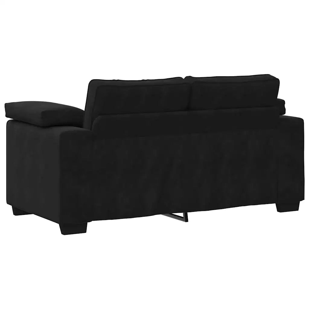 Set di Divani 3 pz con Cuscini Nero in Velluto