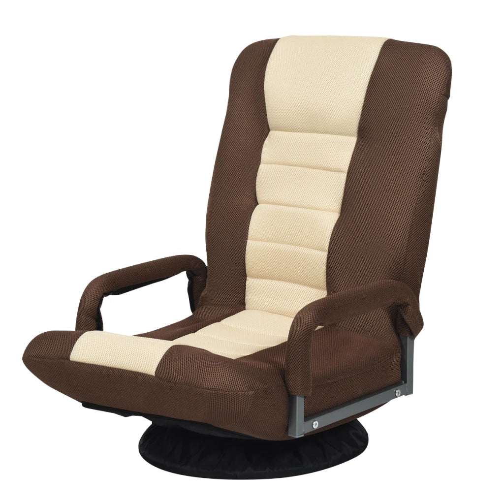 Sedia da pavimento pieghevole 61 cm x 55 cm x 87 cm schienale regolabile in 6 posizioni design ergonomico in ferro marrone 20_0017804