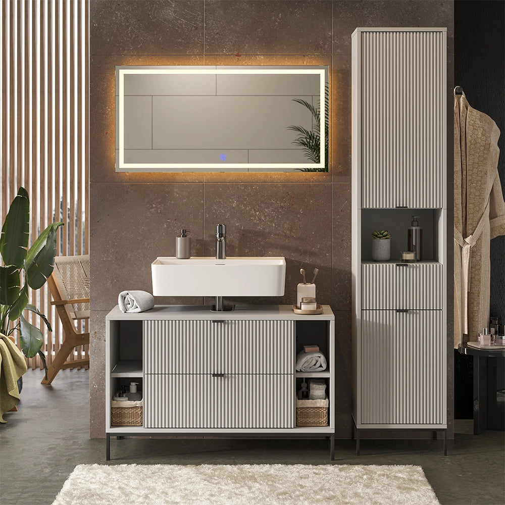 Vicco Set di mobili da bagno Grigio 3 parti