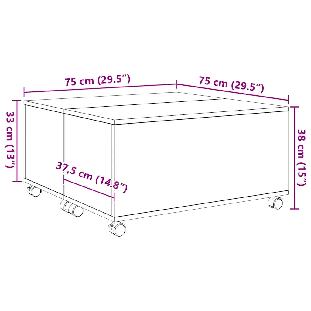 vidaXL Tavolino da salotto Rovere nero 75 x 75 x 38 cm
