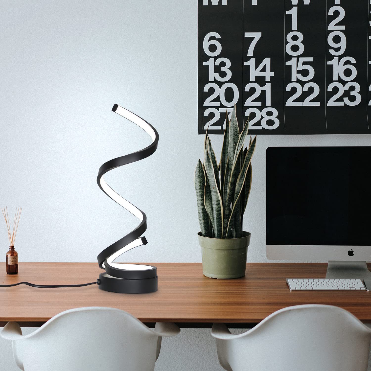 ZMH Lampada da tavolo LED moderna 12W dimmerabile touch a spirale per soggiorno comodino