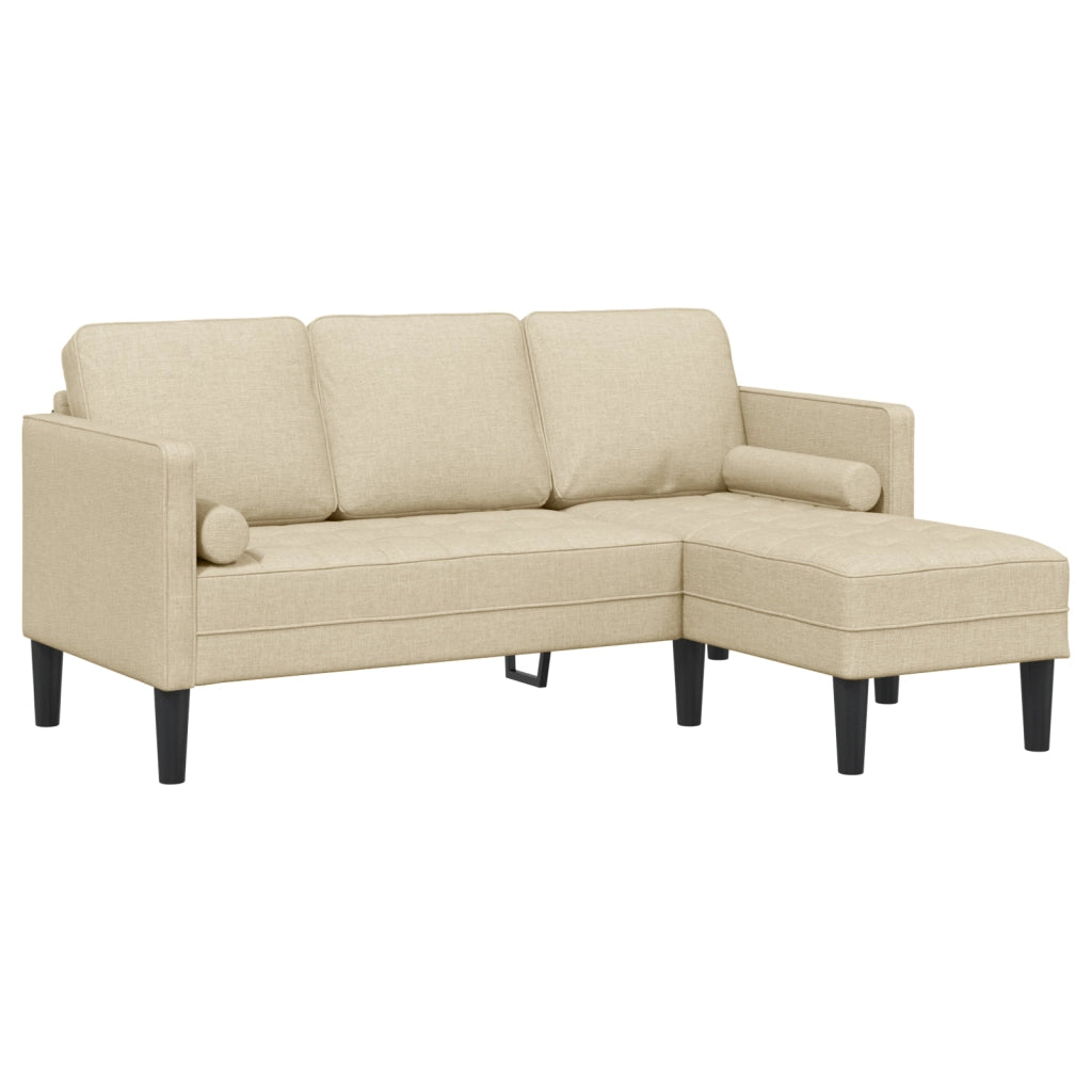 Divano L-Shaped a 3 Posti Crema 160 cm in Tessuto