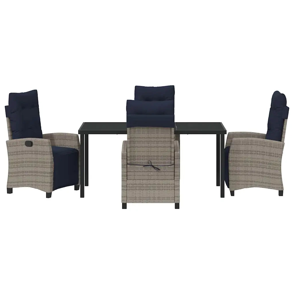 Set da Pranzo per Giardino con cuscino 5 pcs Grigio polyrattan