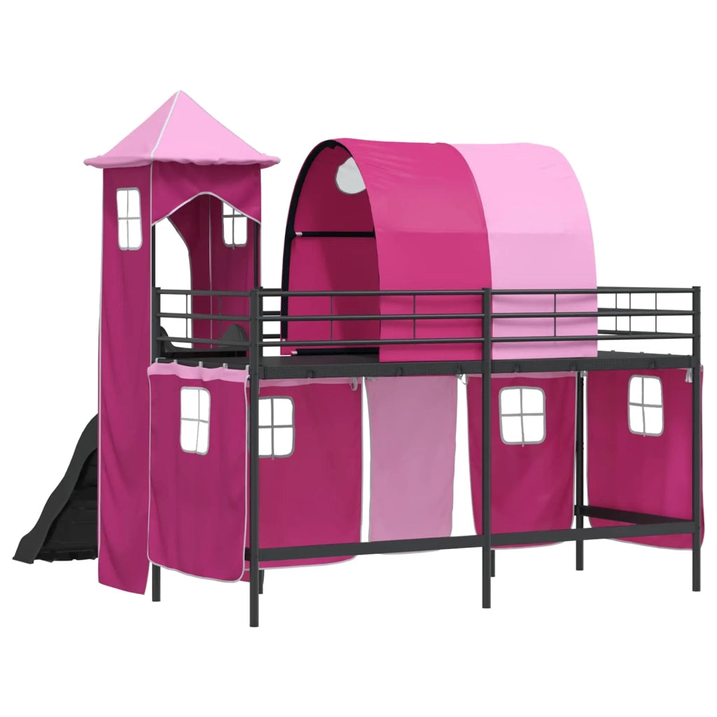Struttura del letto loft per Bambini | Letto Infantile | Lettino Nero e rosa 100 x 190 cm