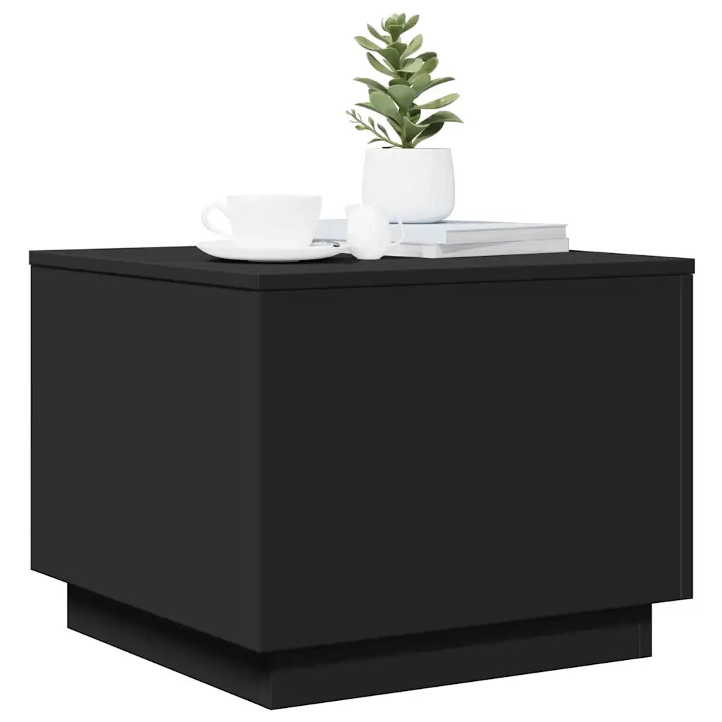 Tavolino da Salotto con Luci LED-Tavolino da soggiorno Nero 50x50x40 cm 539563